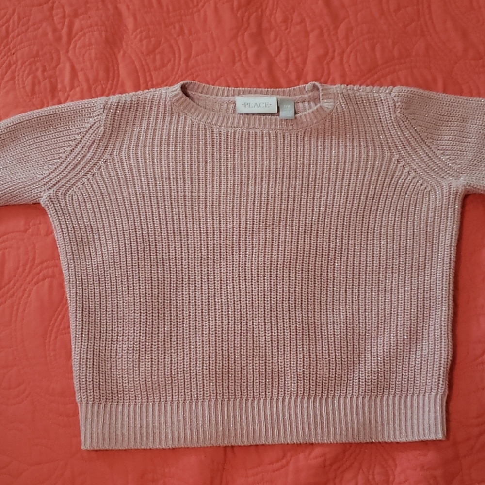 Glitter crochet pink sweater